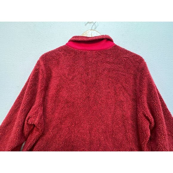 L.L. Bean Womens Sherpa Jacket LG Red Button Closure Outdoor Cozy - Picture 12 of 12